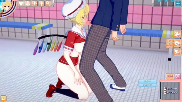 Watch Eroge Koikatsu! ] Touhou project Flandre Scarlet's boobs rubbed and Nio standing handjob fellatio sex after being served! Blonde huge breasts hentai [hentai game total Tube