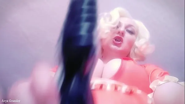 Selfie video - FemDom POV - Strap-on Fuck - Rude Dirty Talk from Latex Rubber Hot Blonde MILF (Arya Grander