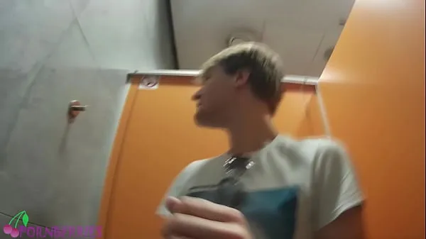 Watch College friends having gay fun in public toilet total Tube